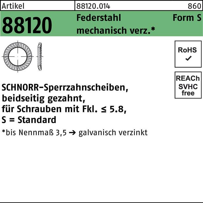 Sperrzahnscheibe R 88120 beids.gez. S10x16x1 Federst.mech.verz. 1000St SCHNORR