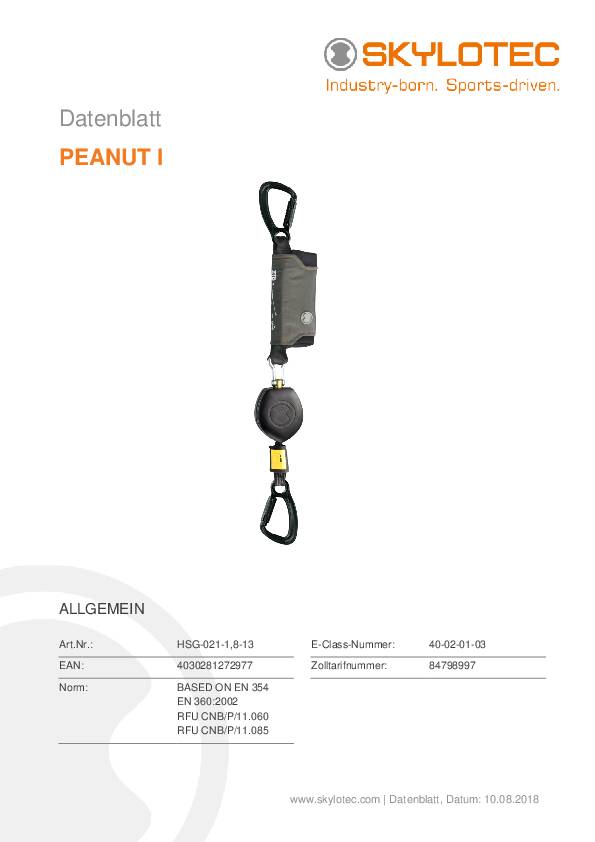 Höhensicherungsgerät PEANUT I Trilock Karab.m.3-Wege Verschluss SKYLOTEC