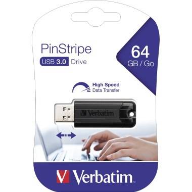 Verbatim USB-Stick PinStripe 49318 USB 3.0 64GB schwarz