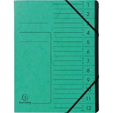 Exacompta Ordnungsmappe 541203E DIN A4 12Fächer Karton grün