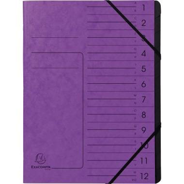 Exacompta Ordnungsmappe 541208E DIN A4 12Fächer Karton violett