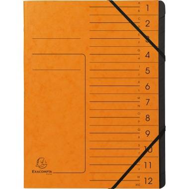 Exacompta Ordnungsmappe 541204E DIN A4 12Fächer Karton orange