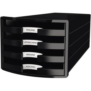 HAN Schubladenbox IMPULS 1013-13 DIN A4/C4 4Fächer offen sw