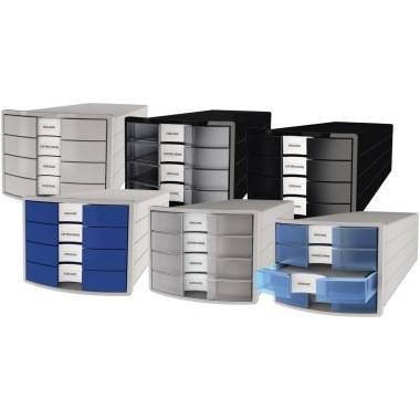 HAN Schubladenbox IMPULS 1012-64 DIN A4/C4 4Fächer geschl. l.gr/t.bl