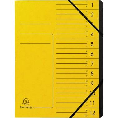 Exacompta Ordnungsmappe 541209E DIN A4 12Fächer Karton gelb