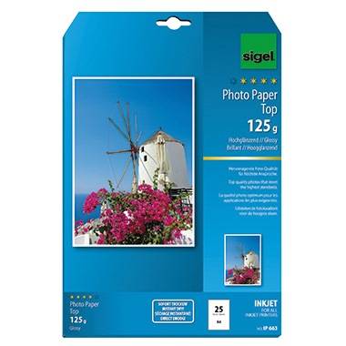 Sigel Fotopapier IP663 DIN A4 125g hochweiß 25 Bl./Pack.