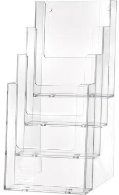 helit Prospekthalter H2352002 1/3 DIN A4 4Fächer PS glasklar