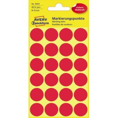 Avery Zweckform Markierungspunkt 3004 18mm rot 96 St /Pack.