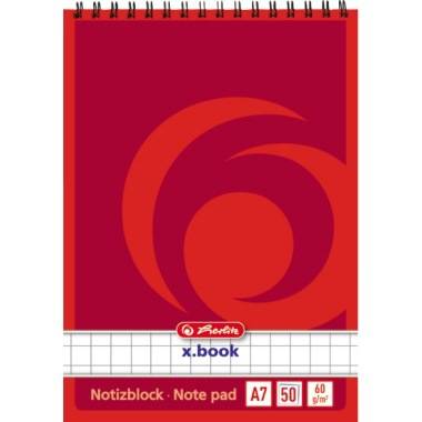 Herlitz Notizblock 110734 DIN A7 50Blatt kariert weiß