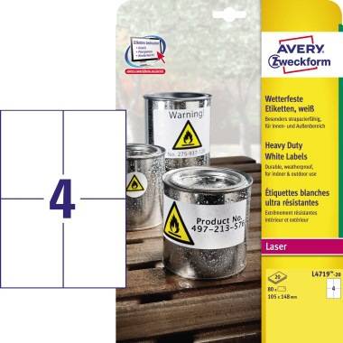 Avery Zweckform Etikett L4719-20 105x148mm ws 80 St./Pack.