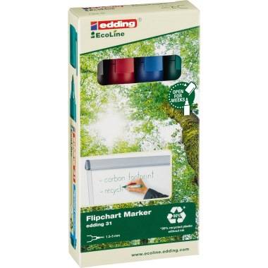 edding Flipchartmarker 31 EcoLine 4-31-4 1,5-3mm sortiert 4 St./Pack.