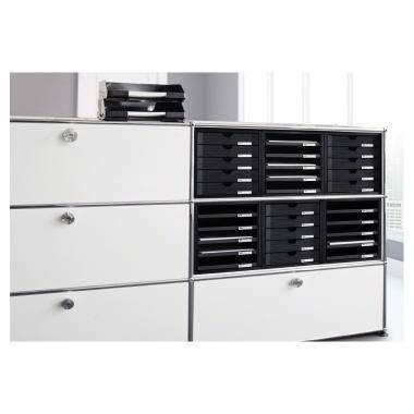 HAN Schubladenbox 1401-13 DIN A4 5Schubfächer PS schwarz/schwarz