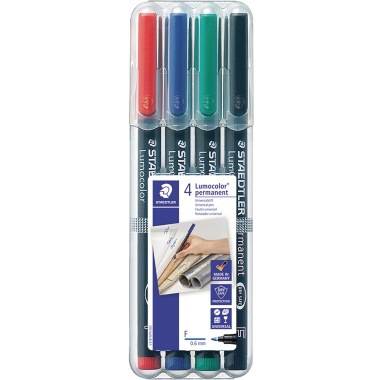 STAEDTLER Folienschreiber Lumocolor 318 WP4 0,6mm sortiert 4 St./Pack.