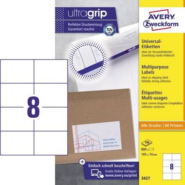 Avery Zweckform Universaletikett 3427 105x74mm weiß 800 St./Pack.