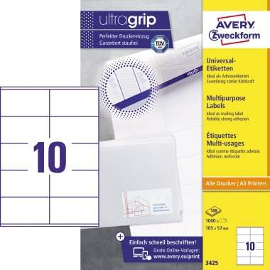 Avery Zweckform Universaletikett 3425 105x57mm weiß 1.000 St./Pack.