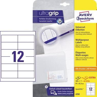 Avery Zweckform Universaletikett 4781 97x42,3mm weiß 300 St./Pack.