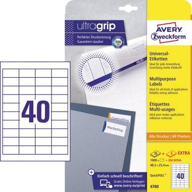 Avery Zweckform Universaletikett 4780 48,5x25,4mm ws 1.000 St./Pack.