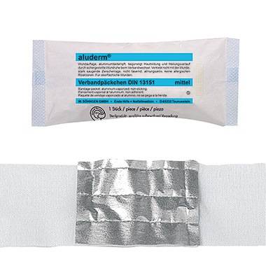 aluderm Verbandpäckchen 1003372 mittel 4mx8cm Kompresse 10x12cm