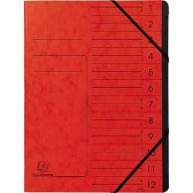 Exacompta Ordnungsmappe 541205E DIN A4 12Fächer Karton rot