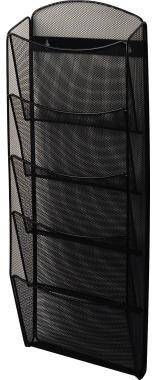 helit Wand-Prospekthalter Mesh H6260095 DIN A4 5Fächer Stahl sw