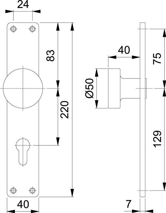 Knopflangschild 54/202 Alu.F1 PZ HOPPE