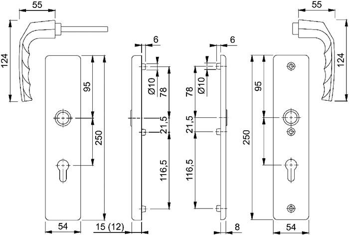 Schutzgarnitur Birm.1117/2221A/2440 Alu.F2 92mm 67-72mm HOPPE