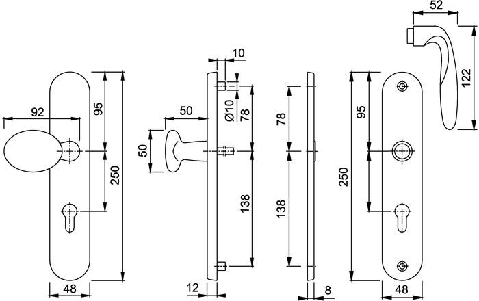 Schutzgarnitur Pisa M76G/361A/360/151 MS F77-R 72mm 37-42mm HOPPE