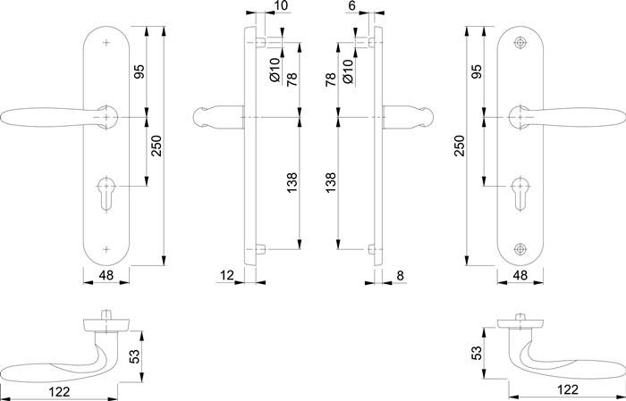 Schutzgarnitur Pisa M151/361A/360 MS F77-R 92mm 67-72mm HOPPE