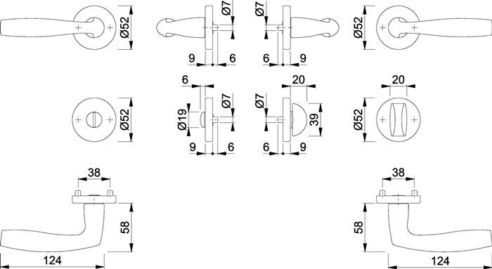 Rosettengrt.Vit.1515/42KV/42KVS Alu.F1 rd.SK/OL DIN L/R D/D HOPPE