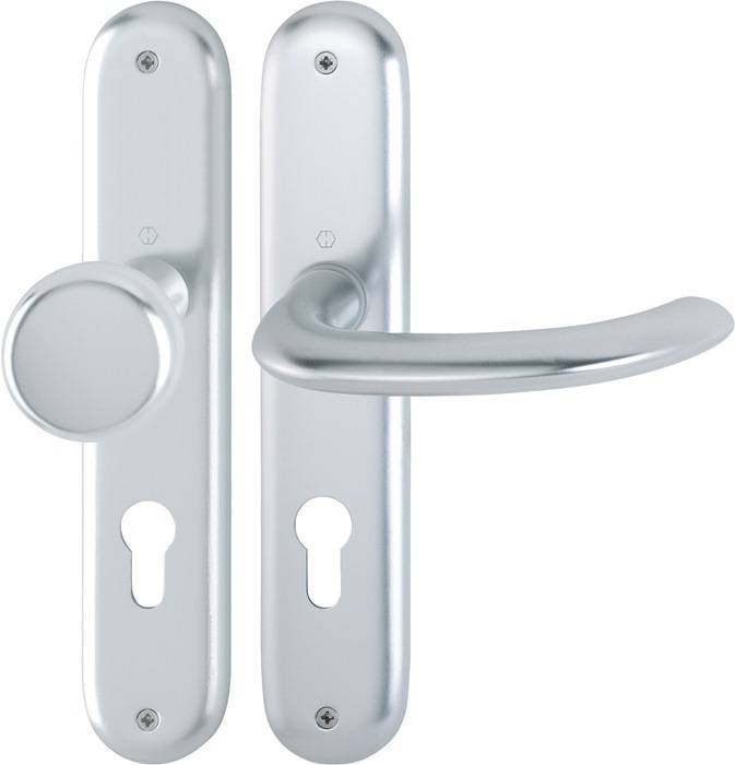 Langschildgarnitur Mar.53/273P/1138 Alu.F1 PZ 72mm DIN L/R HOPPE