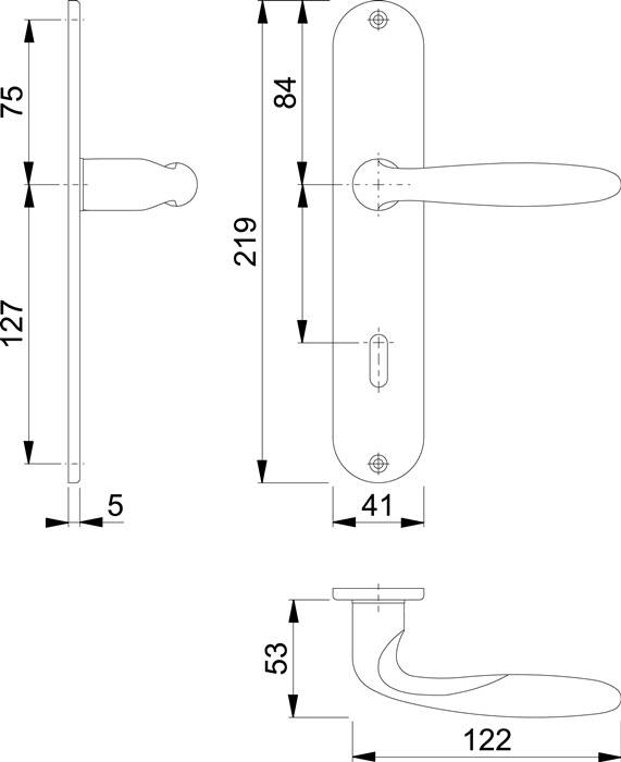 Langschildgarnitur Verona M151/302 MS F49-R OB 72mm DIN L/R HOPPE