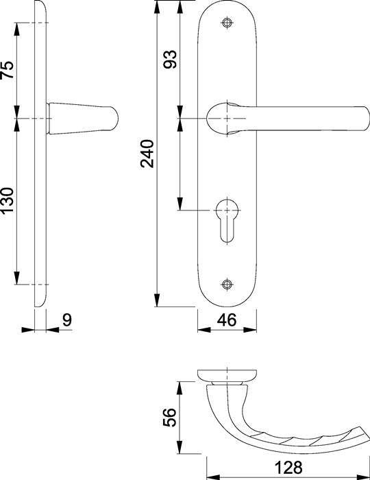 Langschildgarnitur Tôkyô 1710/273P Alu.F2 PZ 72mm DIN L/R HOPPE