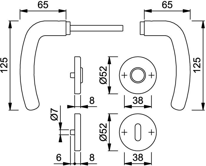 Rosettengrt.Den.E1310Z/42KV/42KVS VA F69 rd.OB DIN L/R D/D HOPPE