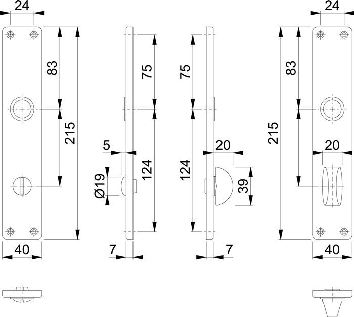 Langschildpaar 202SP F1/ naturf.F1 SK/OL 78mm HOPPE