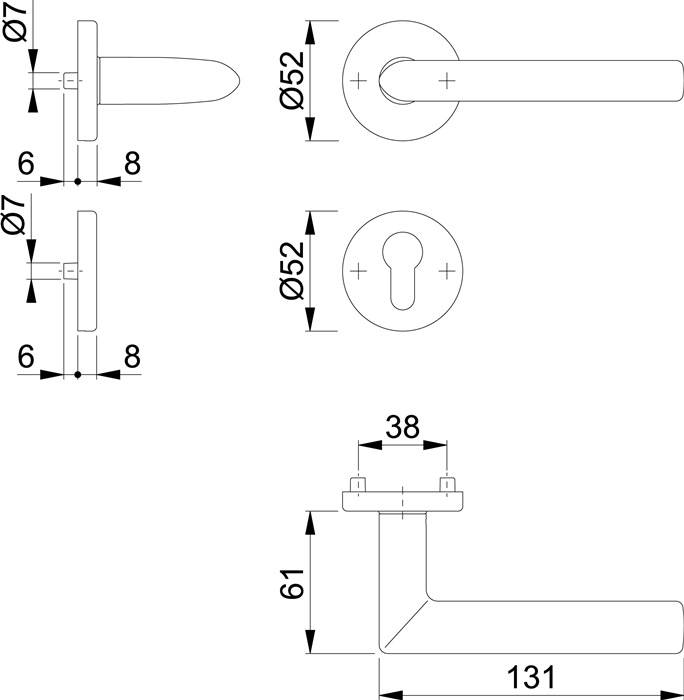 Rosettengrt.Stock.E1140Z/42KV/42KVS VA F69 rd.PZ DIN L/R D/D HOPPE