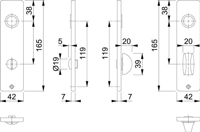 Kurzschildpaar 202KP/AP Alu.F1 SK/OL HOPPE