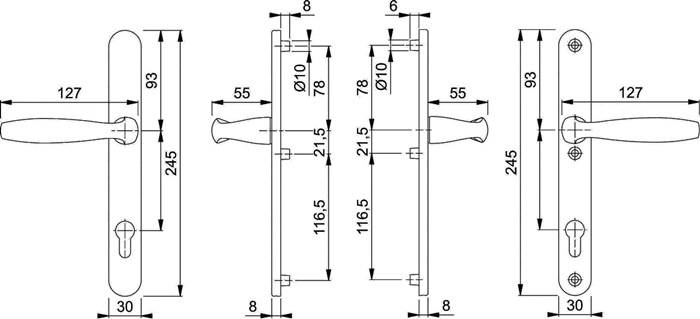 Profil-Garnitur NY 1810/3346 Alu.F9016 PZ f.TS 57-62mm HOPPE