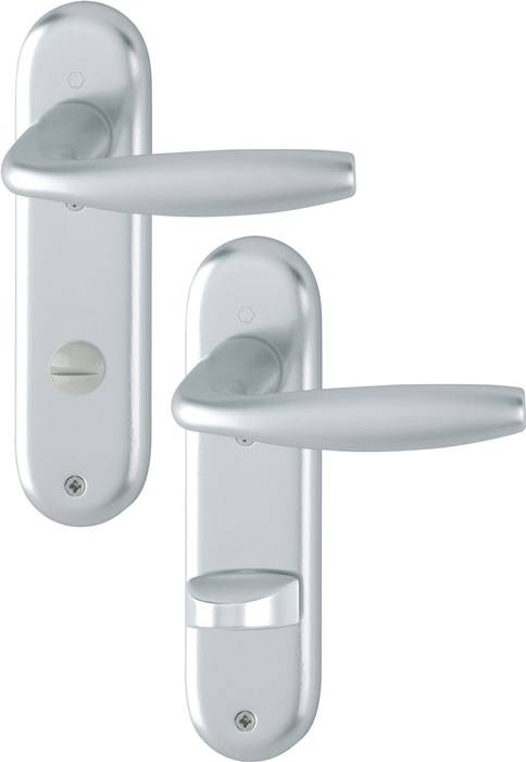 Kurzschildgarnitur NY 1810/273KP Alu.F1 SK/OL rd Drückergrt.HOPPE