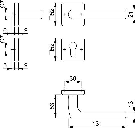 Rosettengrt.Dallas E1643Z/52KV/52KVS VA F69 eck.PZ DIN L/R D/D HOPPE