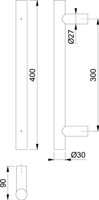 Stangengriff E5011 VA Farb-Nr. F69 A. 300mm L.400mm ger. HOPPE