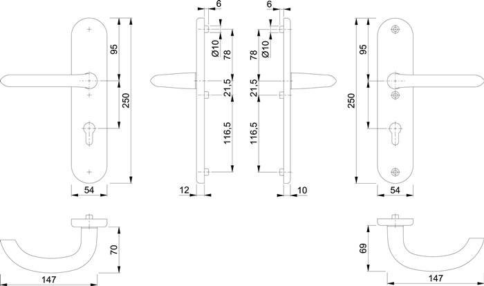 Schutzgarnitur Mar.1138/3331/3410 Alu.F1 92mm 66-71mm HOPPE