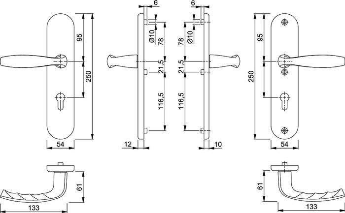 Schutzgarnitur NY 1810H/3331/3410 Alu.F1 92mm 67-72mm HOPPE