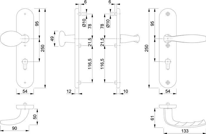 Schutzgarnitur NY 76G/3331/3410/1810H Alu.F1 92mm 67-72mm HOPPE