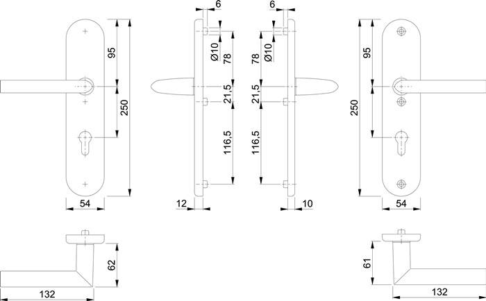 Schutzgarnitur Stock.1140/3331/3410 Alu.F1 92mm 67-72mm HOPPE