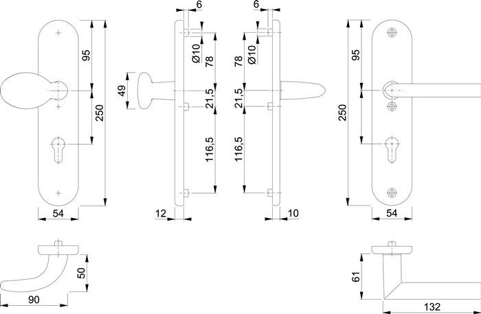Schutzgarnitur Stock.76G/3331/3410/1140 Alu.F1 92mm 67-72mm HOPPE
