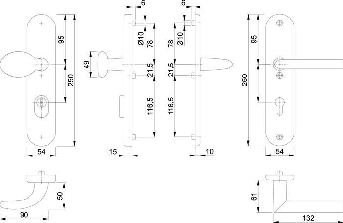Schutzgarnitur Stock.76G/3332ZA/3410/1140 Alu.F1 72mm 42-47mm HOPPE