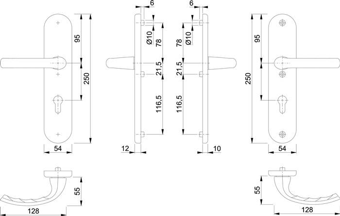 Schutzgarnitur Tôkyô 1710/3331/3410 Alu.F1 92mm 66-71mm HOPPE