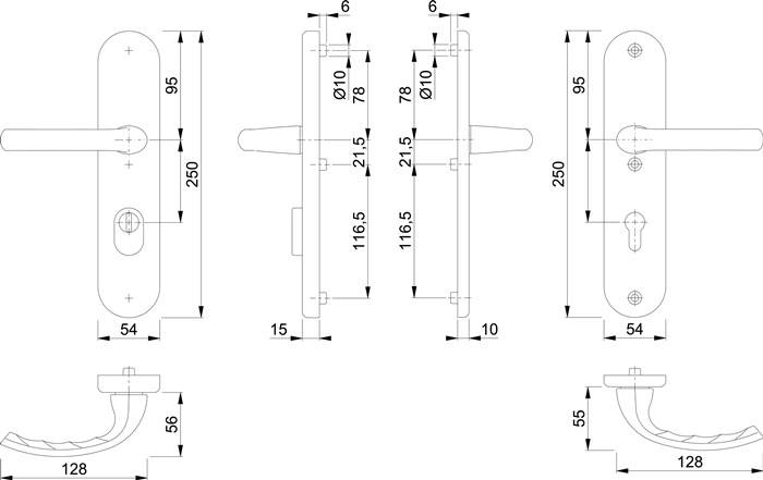 Schutzgarnitur Tôkyô 1710/3332ZA/3410 Alu.F1 92mm 66-71mm HOPPE