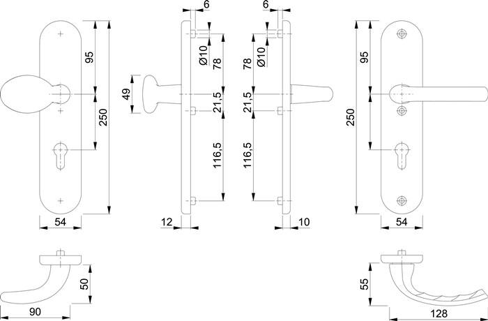 Schutzgarnitur Tôkyô 76G/3331/3410/1710 Alu.F1 92mm 66-71mm HOPPE