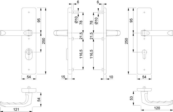 Schutzgarnitur London 113/2222ZA/2210 Alu.F1 92mm 67-72mm HOPPE